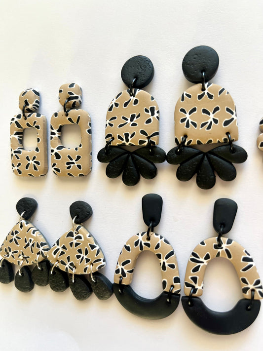 Half Flower Statement Studs - Neutral Nights