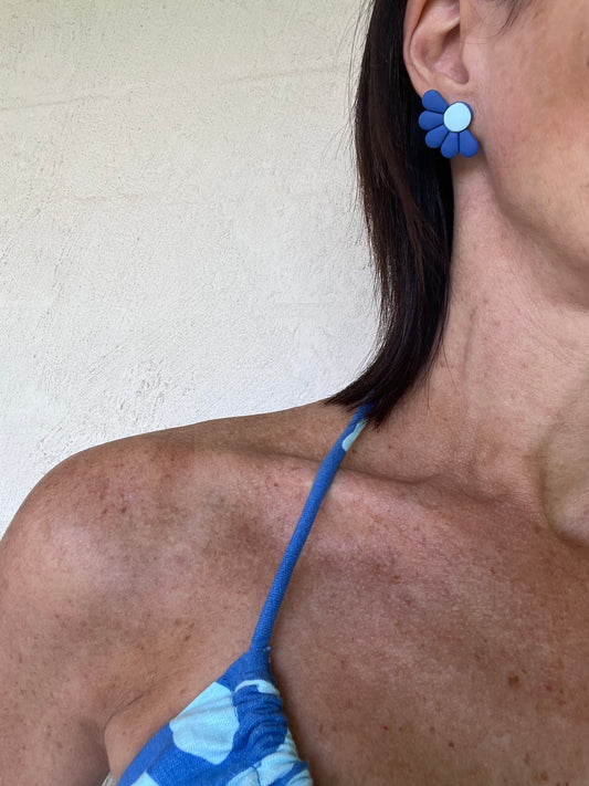 Half Flower Statement Studs