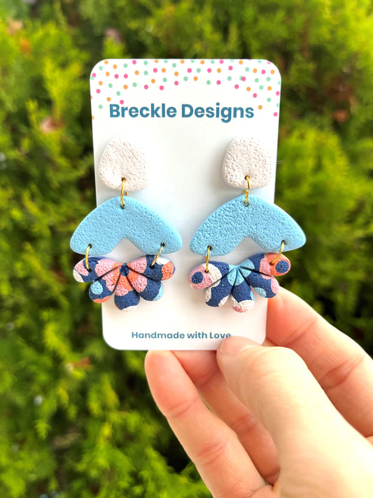 Lucy Dangle Earrings - Dew Drop Blooms (Pearl Stud)