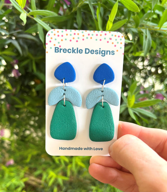 Ivy Dangles - Navy Blue, Light Blue and Green