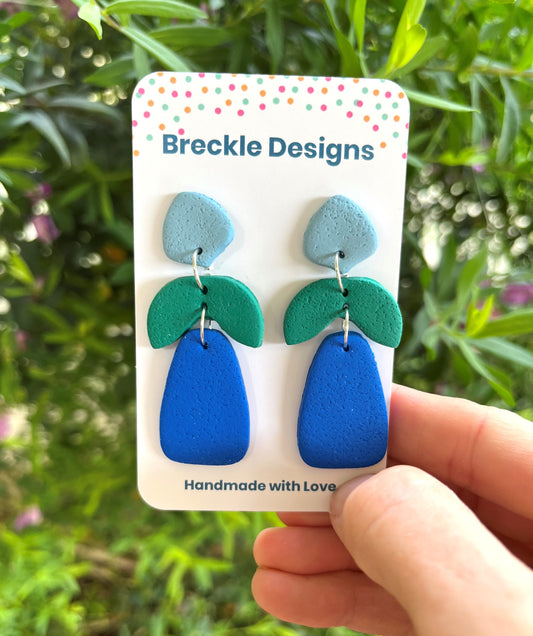 Ivy Dangles - Light Blue, Green and Royal Blue