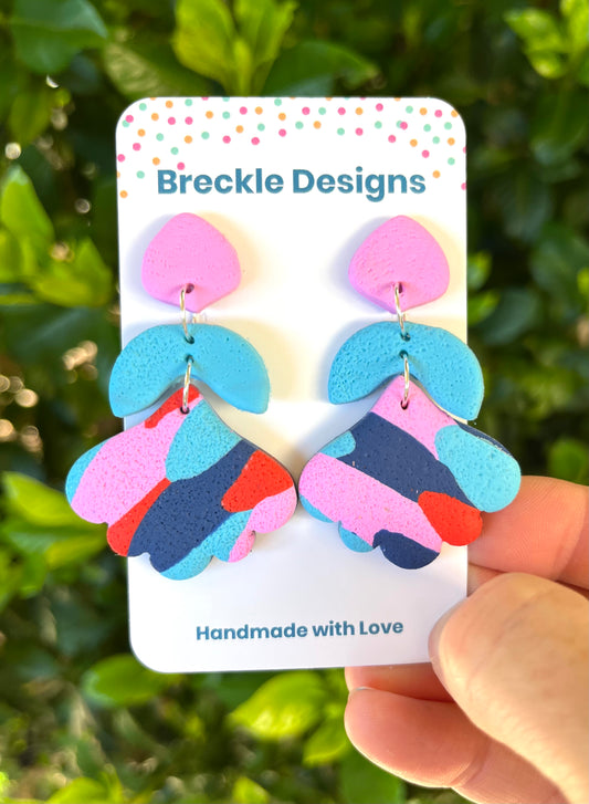 Bronte Dangles - Electric Blues (Pink, Aqua, Navy and Red)